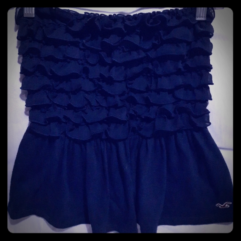 Hollister strapless navy blue shirt
